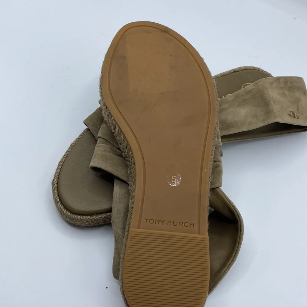 NWOB Tory Burch‎ Suede Slingback Espadrilles In Leccio Tan Size 5